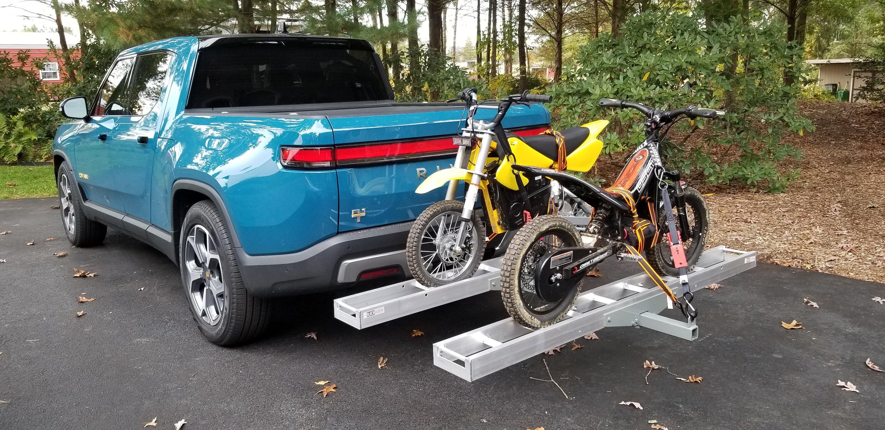 Rivian R1T R1S Hitch hauled mini dirt bikes trip 20221016_171557