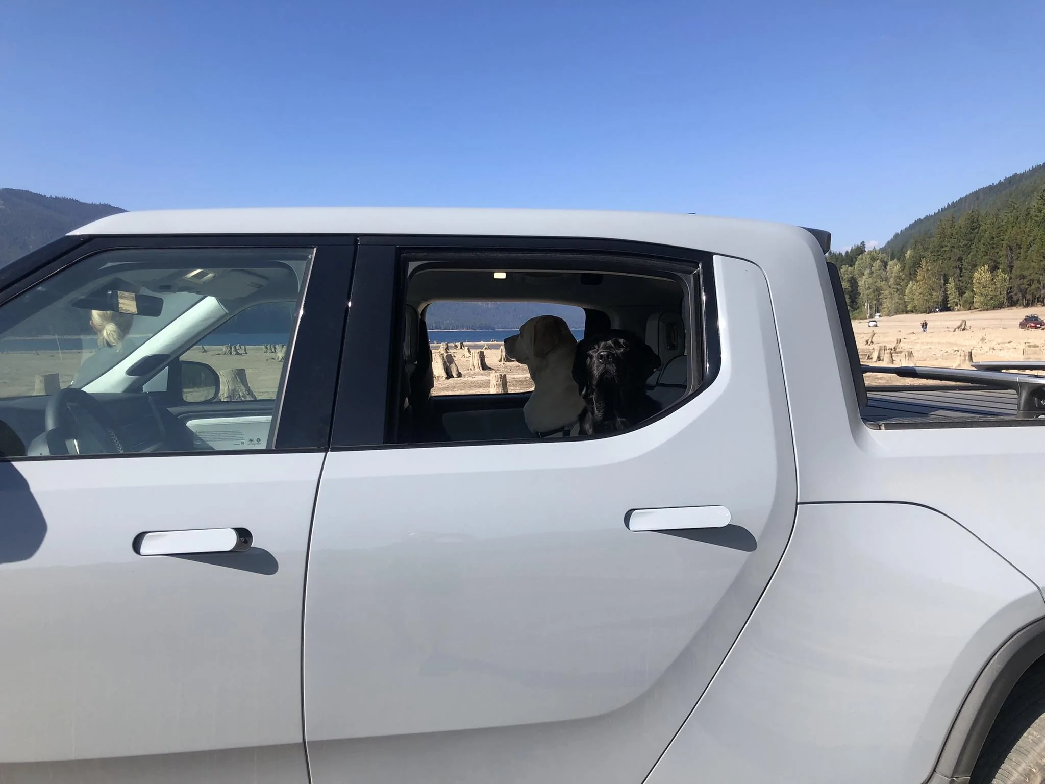 Rivian R1T R1S Show Me Your Big Dogs in Your R1S Doggos lake kachess
