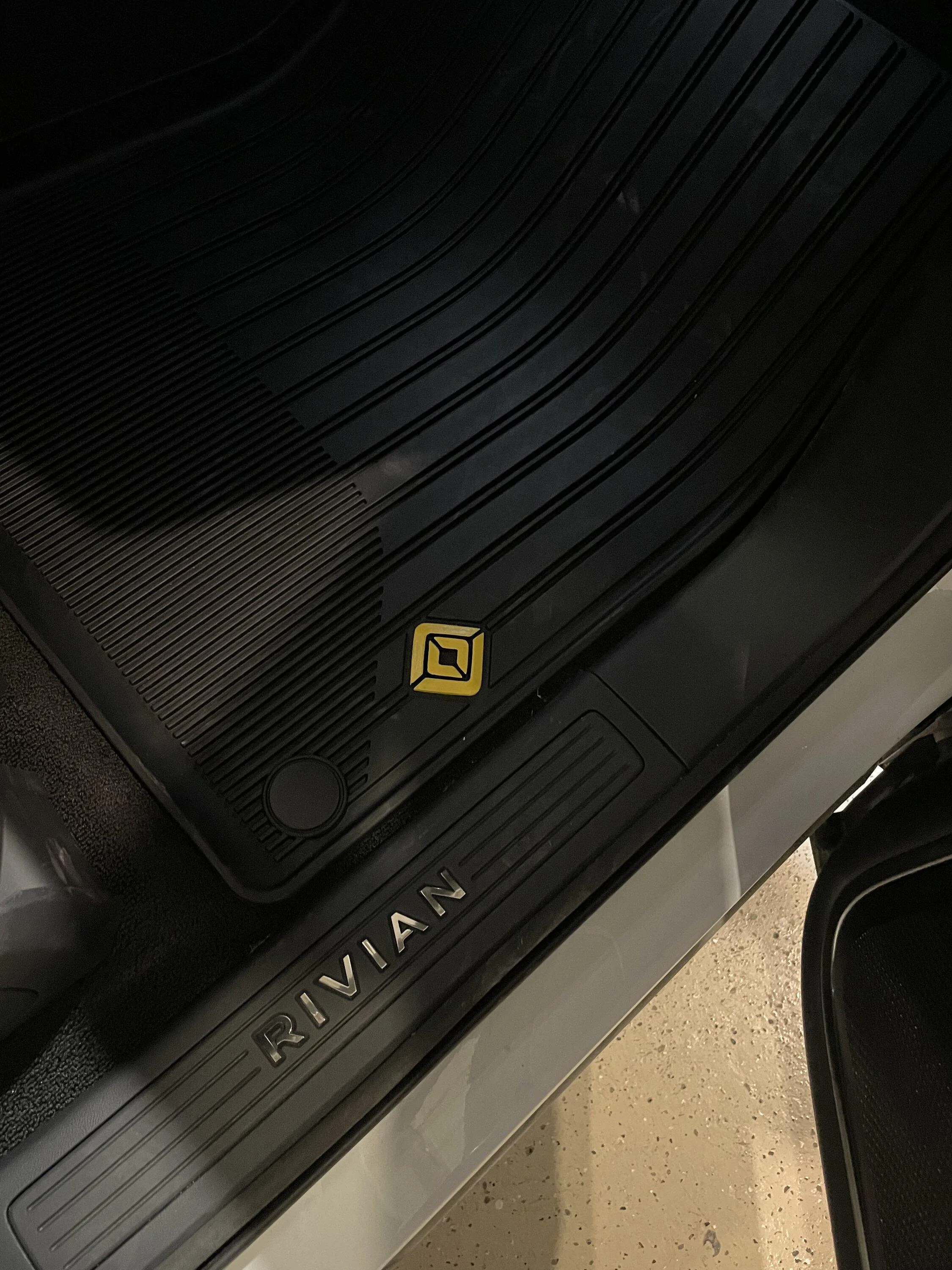Rivian R1T R1S All Weather Floor Mat Modification - DIY Yellow Rivian Logos FA8D0F1E-A1A0-4821-8CCD-E310260D3B63