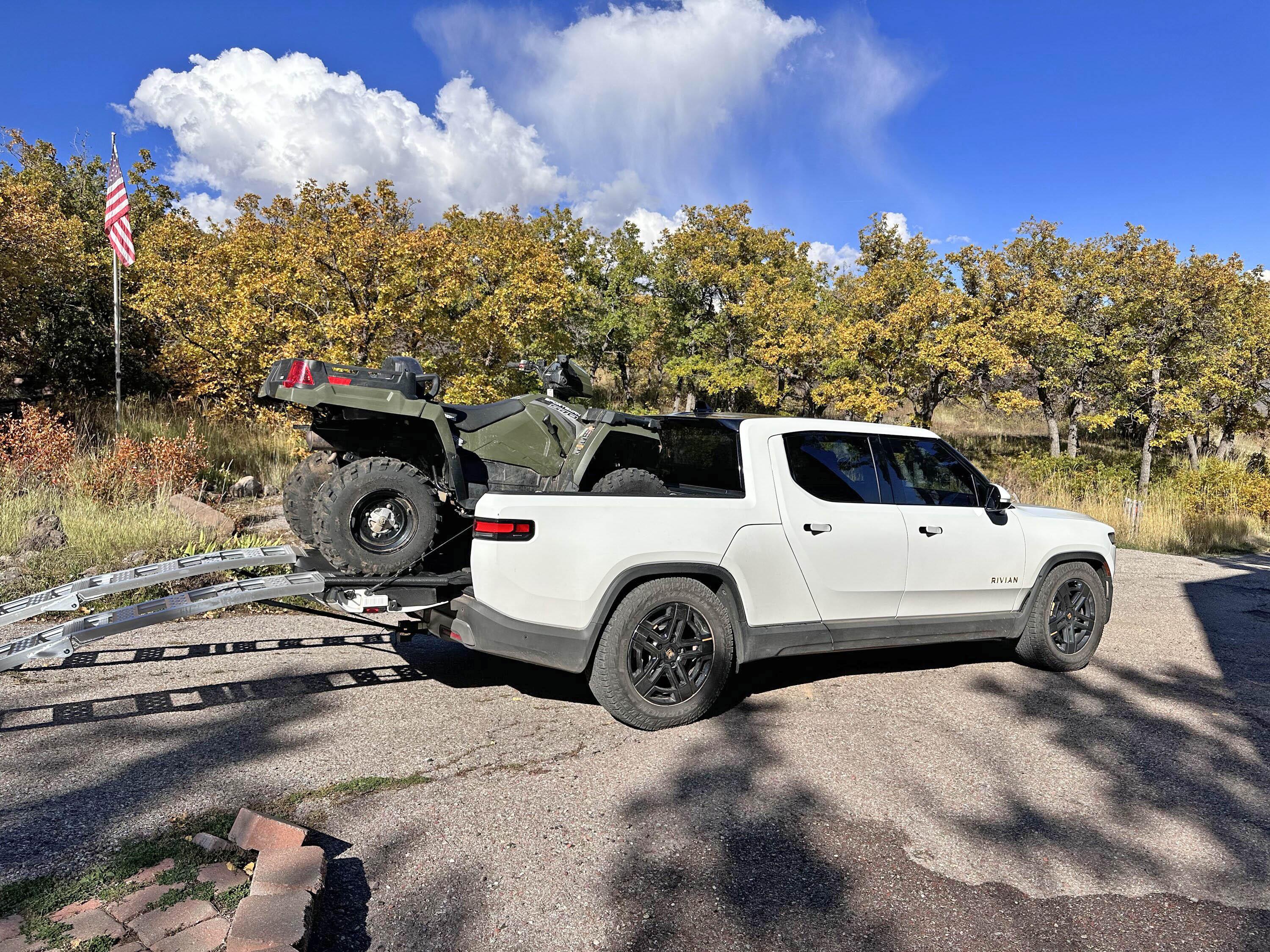 Rivian R1T R1S Polaris ATV fits in the R1T bed 3306C234-FC7A-44B7-B2A7-AA64EF3FECD8