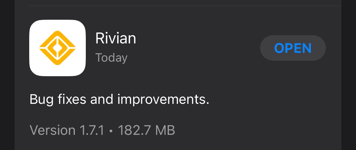 Rivian R1T R1S App 1.7.1 released 1666651467018