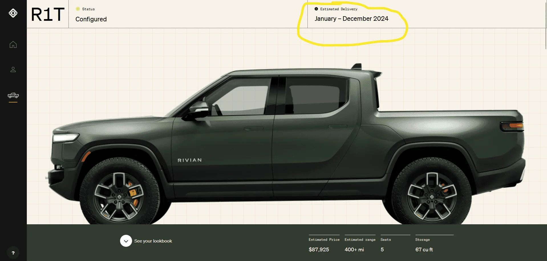 Rivian R1T R1S Max Pack delayed to 2024 according to configurator / email ? 1666989456113