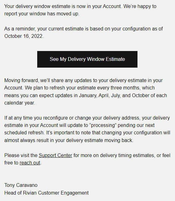 Rivian R1T R1S ? Estimated Delivery Date Window is LIVE! What’s Yours?! ? 1666993670289