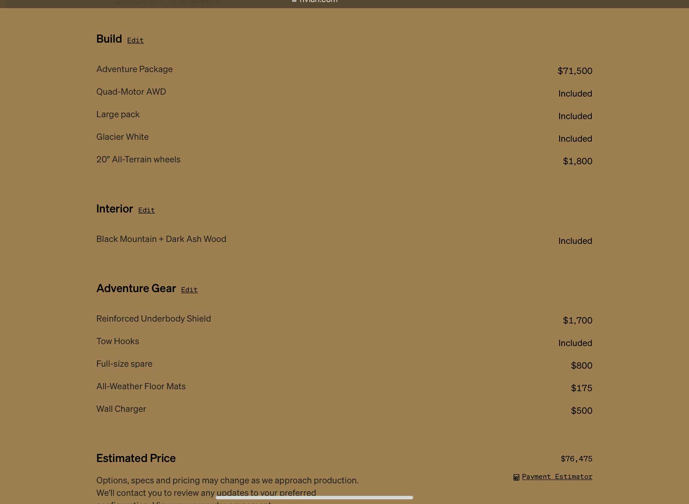 Rivian R1T R1S ? Estimated Delivery Date Window is LIVE! What’s Yours?! ? Configuration Summary  Rivia