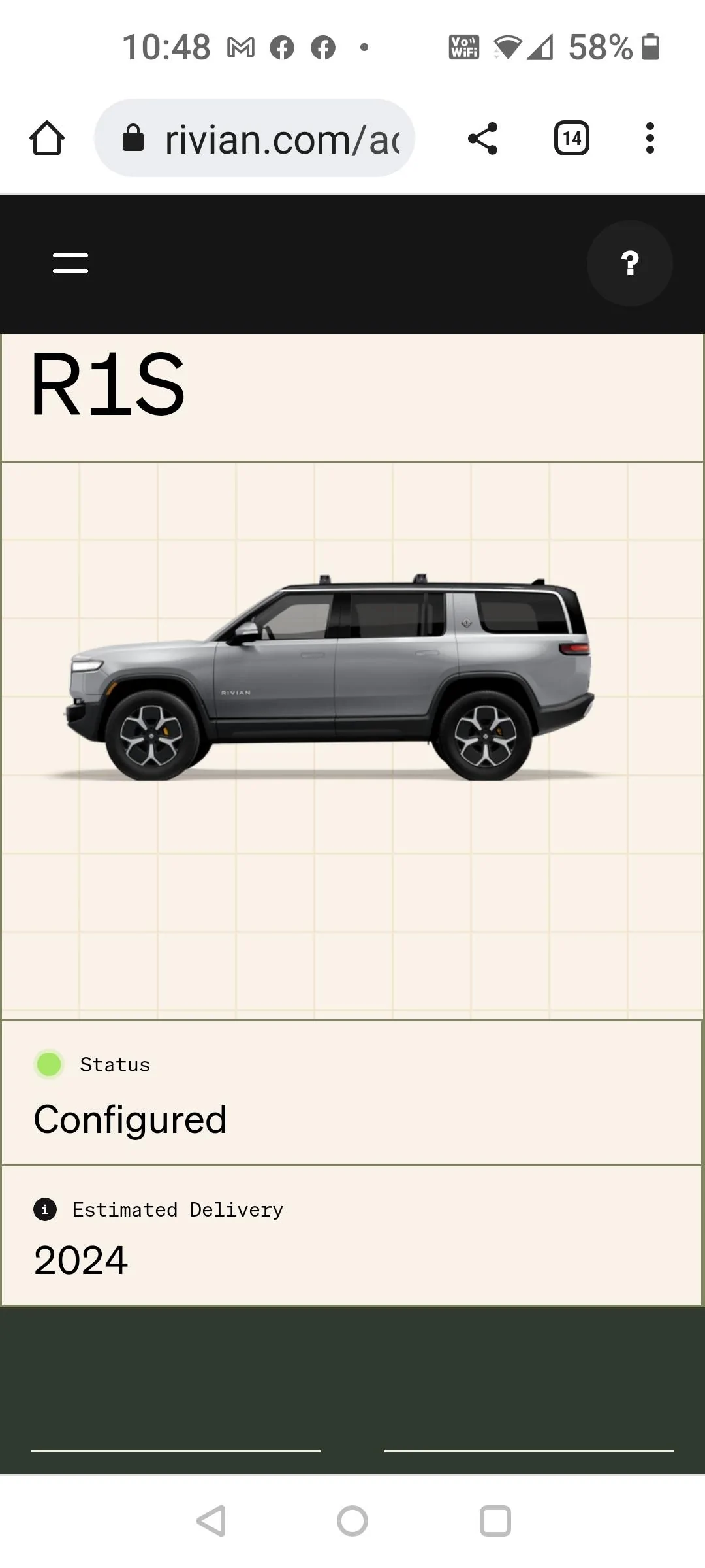 Rivian R1T R1S R1S ONLY: October 2022 Delivery Estimate Updates Screenshot_20221030-104812