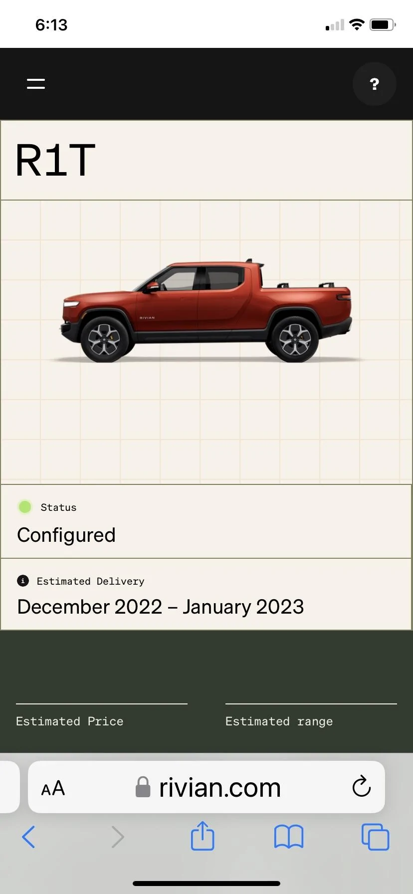 Rivian R1T R1S R1T Orders: Dec '22 - Jan '23 -- Status Room 9F8A4B6B-1CCC-4401-A0C4-FBEB24C4C2EA