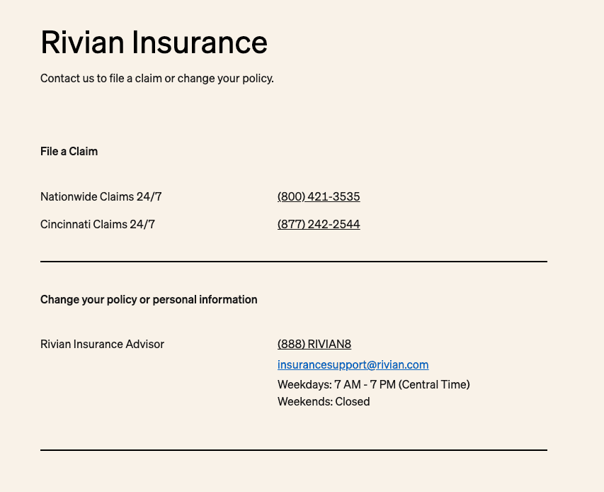 Rivian R1T R1S Insurance Contact on Account Page? Screen Shot 2022-11-04 at 11.34.33 PM