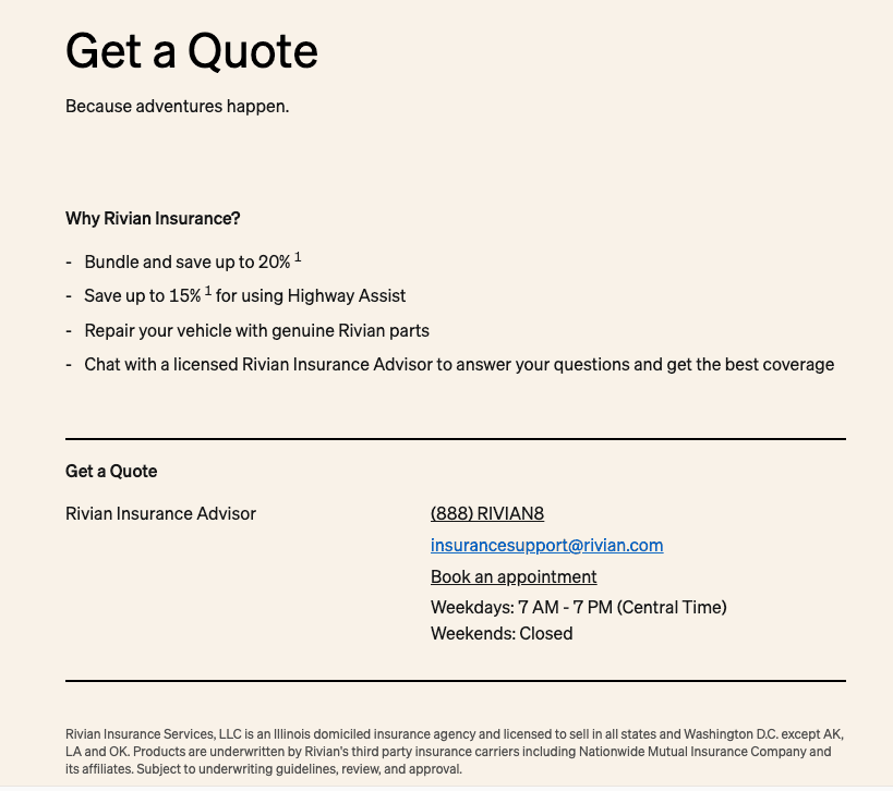 Rivian R1T R1S Insurance Contact on Account Page? Screen Shot 2022-11-04 at 11.34.21 PM