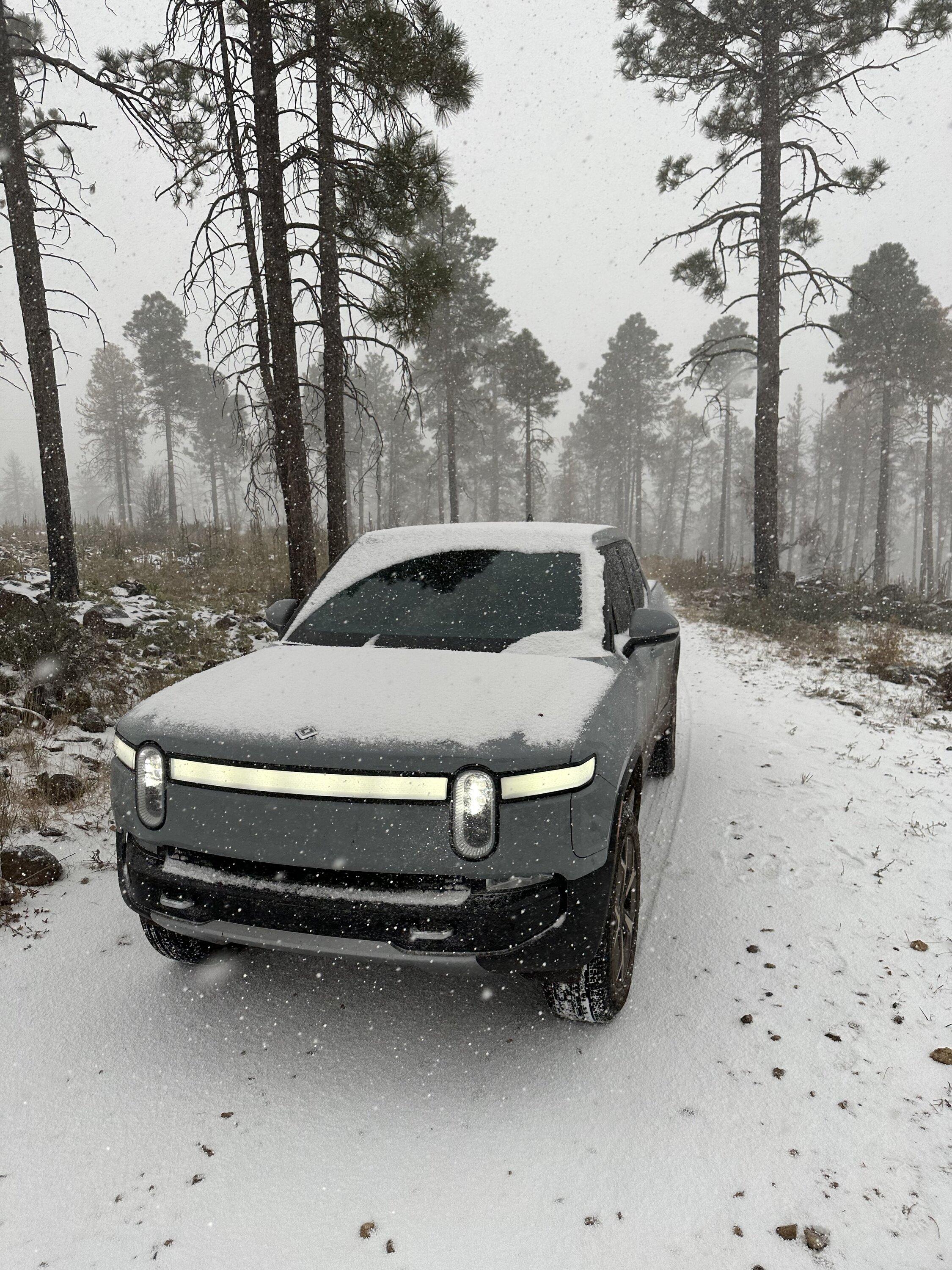 Rivian R1T R1S Factory 21" tires pretty good offroad and in snow. 4EA6CCBF-0042-4D9D-9BEA-4C58439D5618