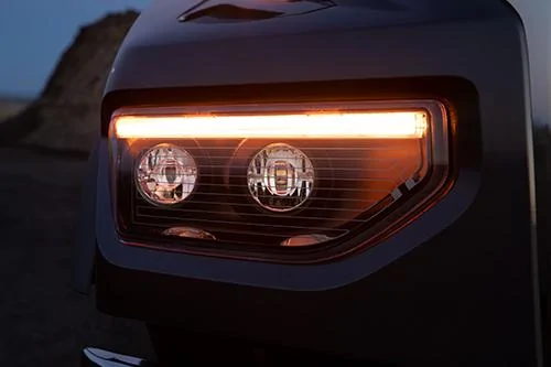 Rivian R1T R1S Undriveable at night in wet snow due to LED headlights not melting snow & ice headlight%20close%20u
