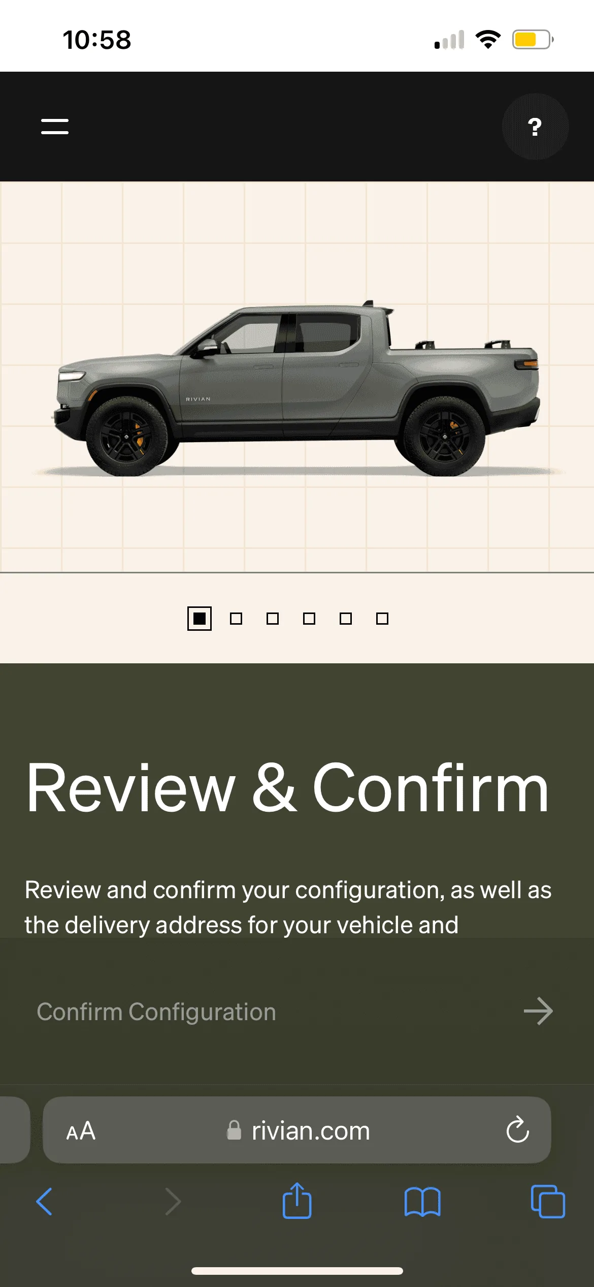 Rivian R1T R1S 'Processing' to 'Review & Confirm' - Pickup in Another State E999645F-A915-46B5-9257-6C7D09E1DF63