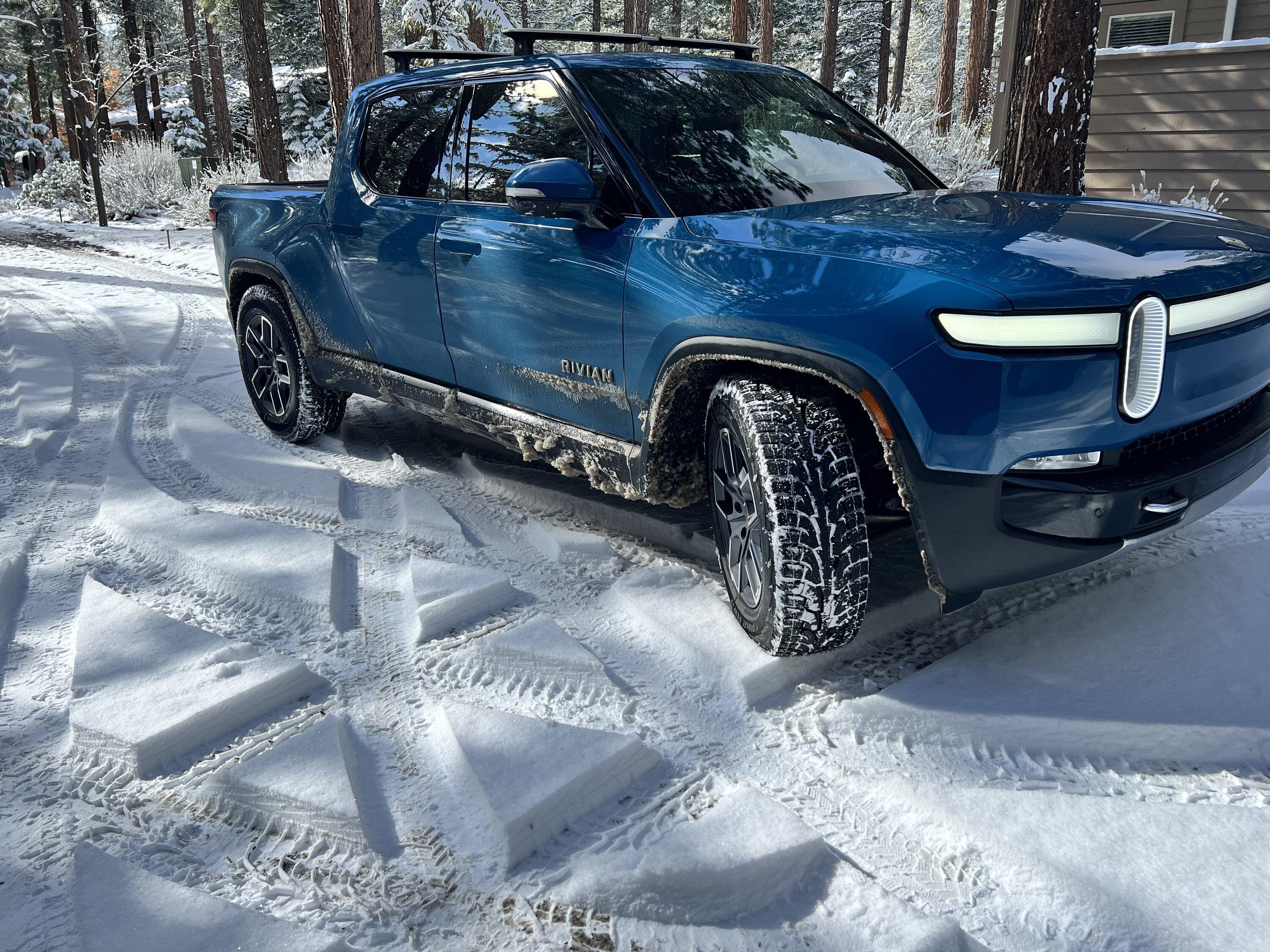 Rivian R1T R1S 20” Blizzak snow tires installed 1668382880064