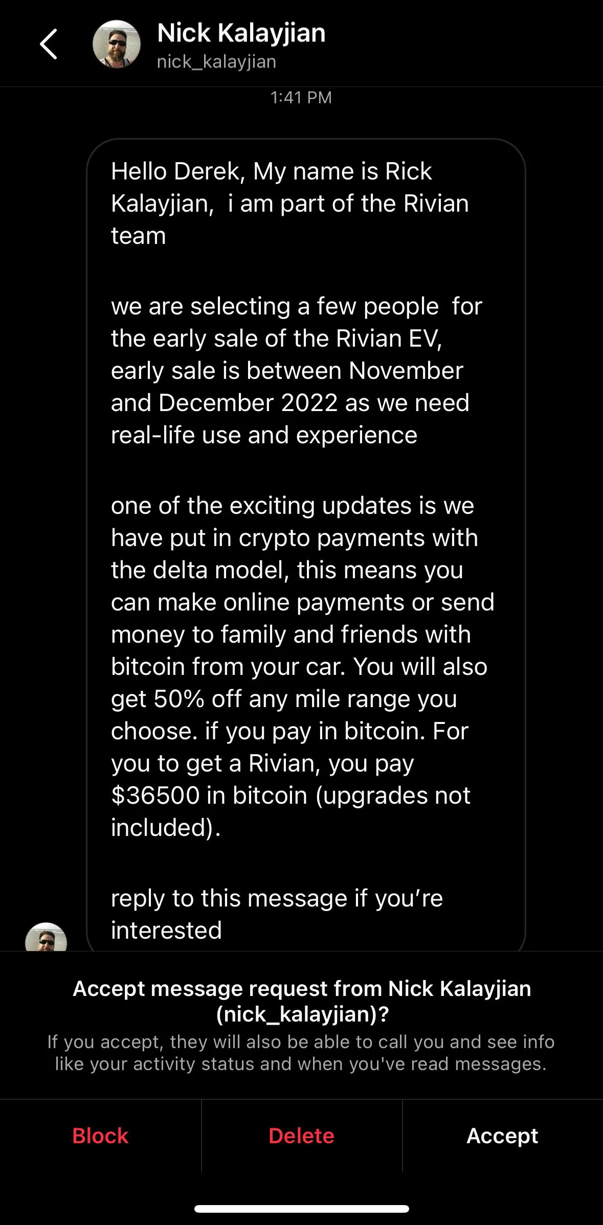 Rivian R1T R1S Rivian Instagram Scam - Beware! 8EDCAA16-581E-4B31-9975-0389ED68501C