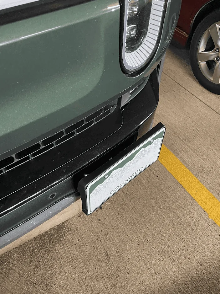 Rivian R1T R1S Homemade front license plate mount for tow hook 1669147262606