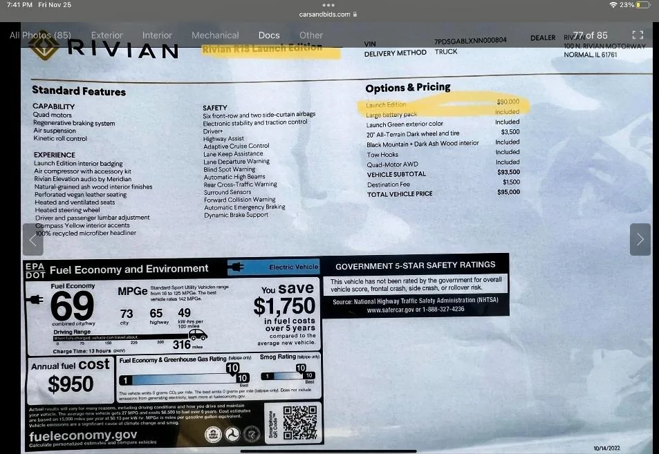 Rivian R1T R1S 2022 vs 2023 Tax credit…Again Screenshot_20221128_213426_Chrom