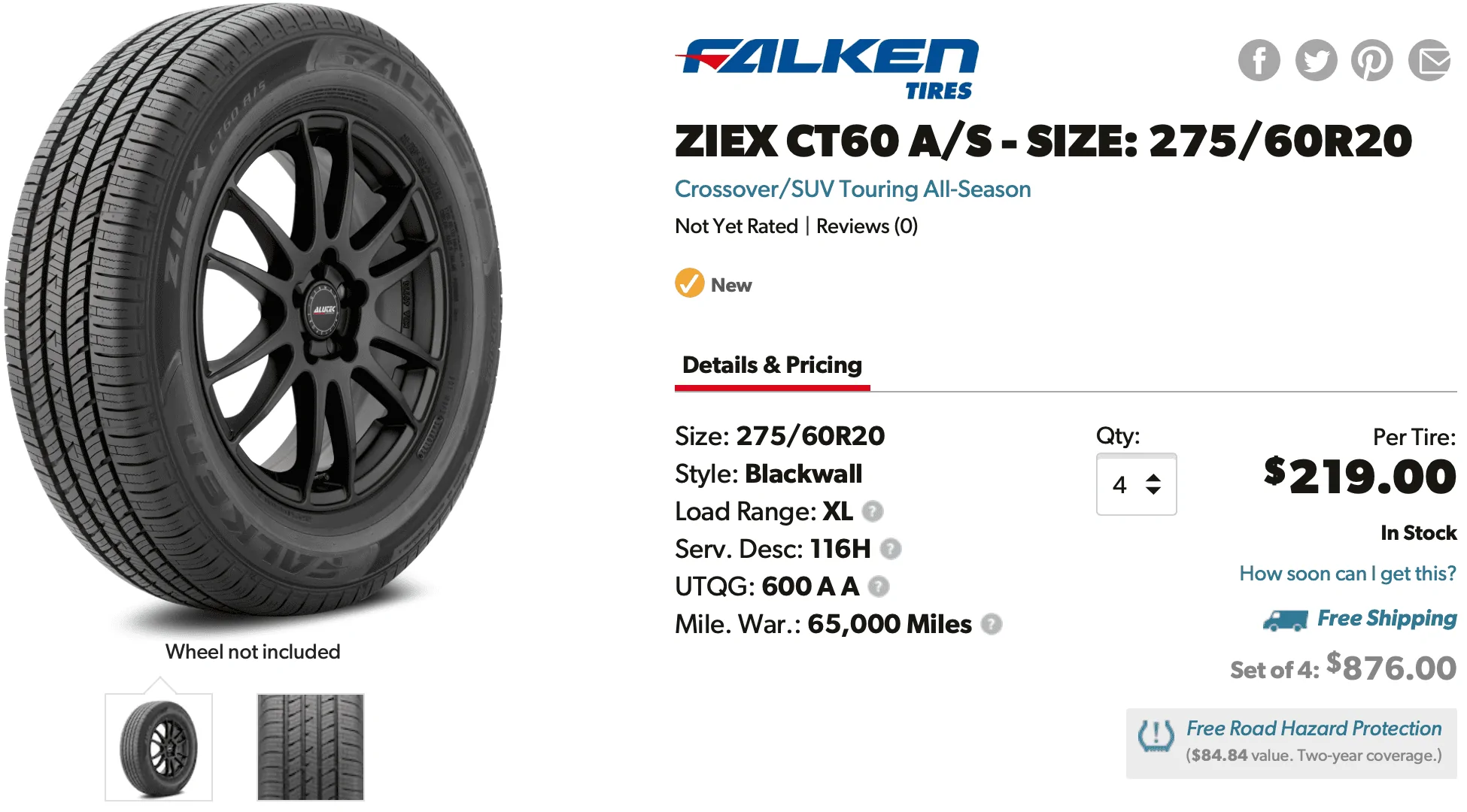 Rivian R1T R1S Is this the tire we've been looking for?  Falken Ziex A/S 275/60R20 rated 116H XL Screenshot 2022-12-06 at 7.21.33 AM