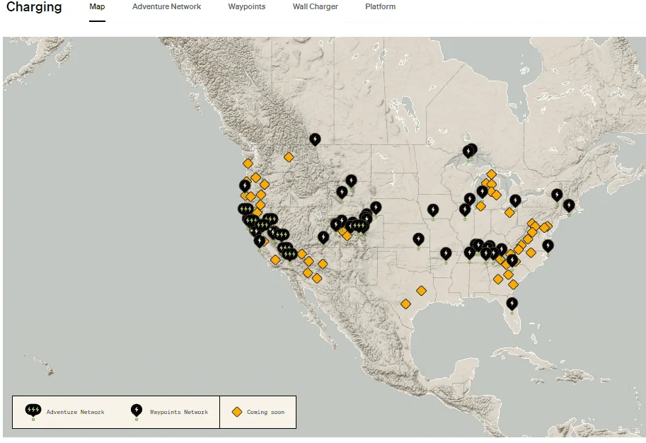 Rivian R1T R1S Rivian Adventure Network Charging Stations Map Updated - Coming Soon Locations 1670349210122