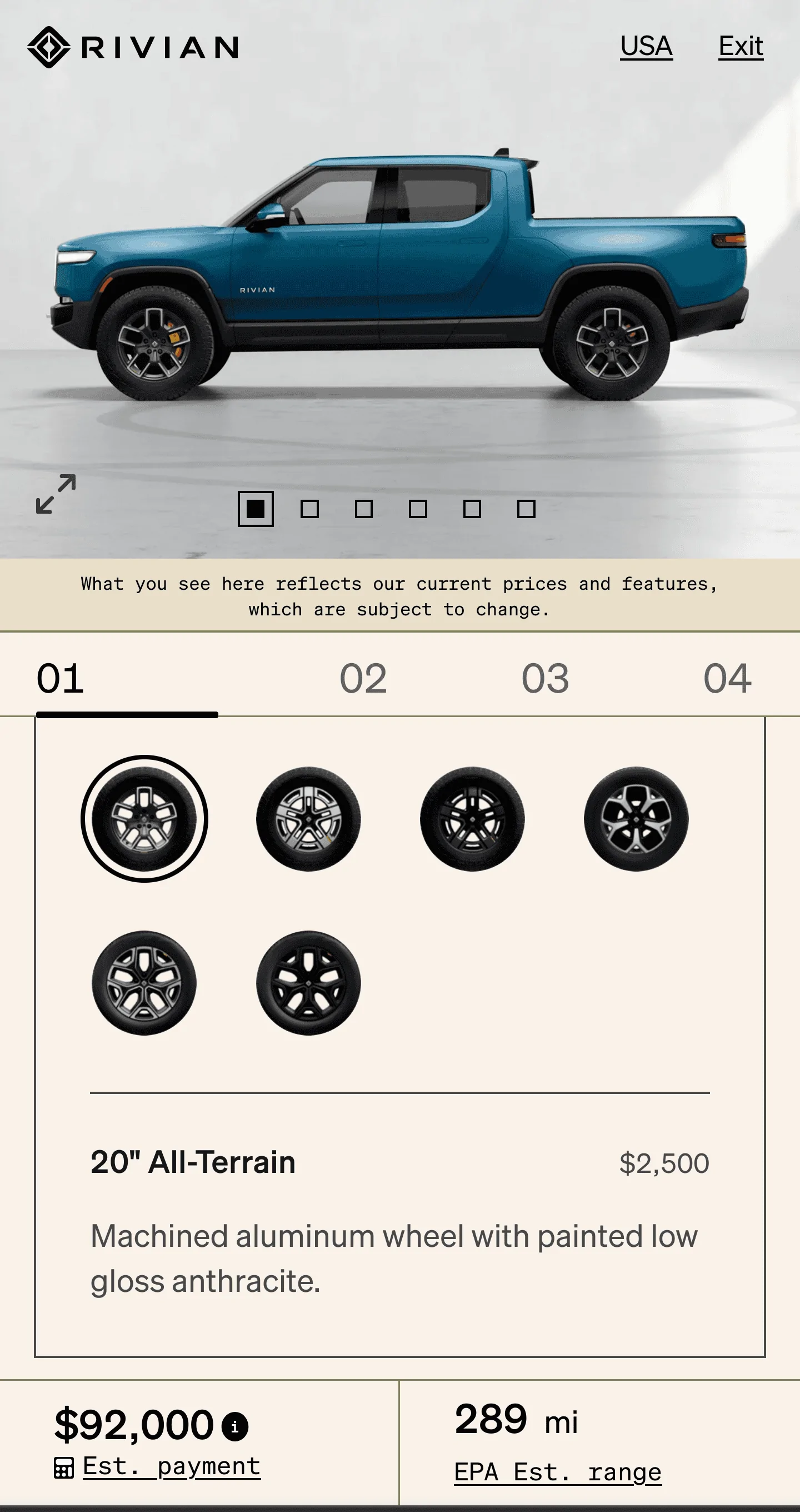 Rivian R1T R1S Rivian configurator showing new EPA range estimates and removal of nearly all  Adventure Gear options Screenshot_20221214-223833