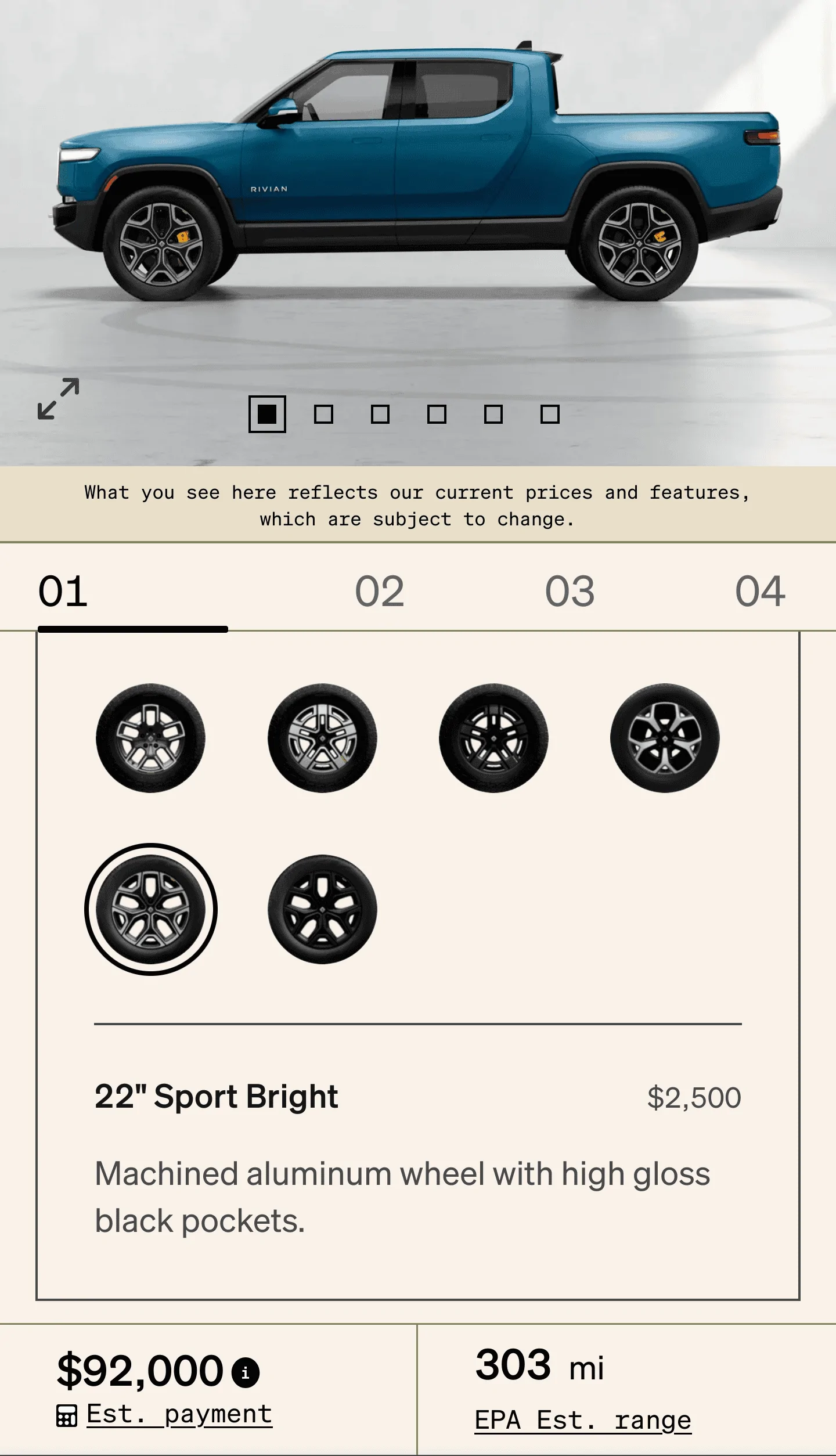 Rivian R1T R1S Rivian configurator showing new EPA range estimates and removal of nearly all  Adventure Gear options Screenshot_20221214-223843