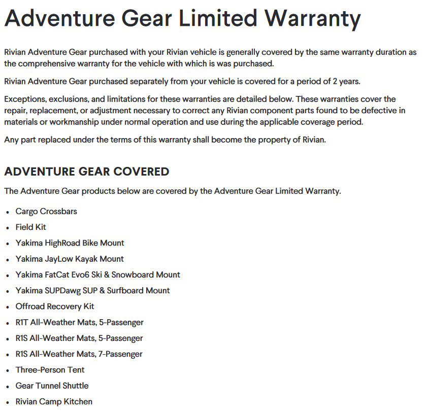 Rivian R1T R1S Official Rivian Email: Updates on Purchasing Adventure Gear -- Certain products will no longer be available in the configurator 1671116055438