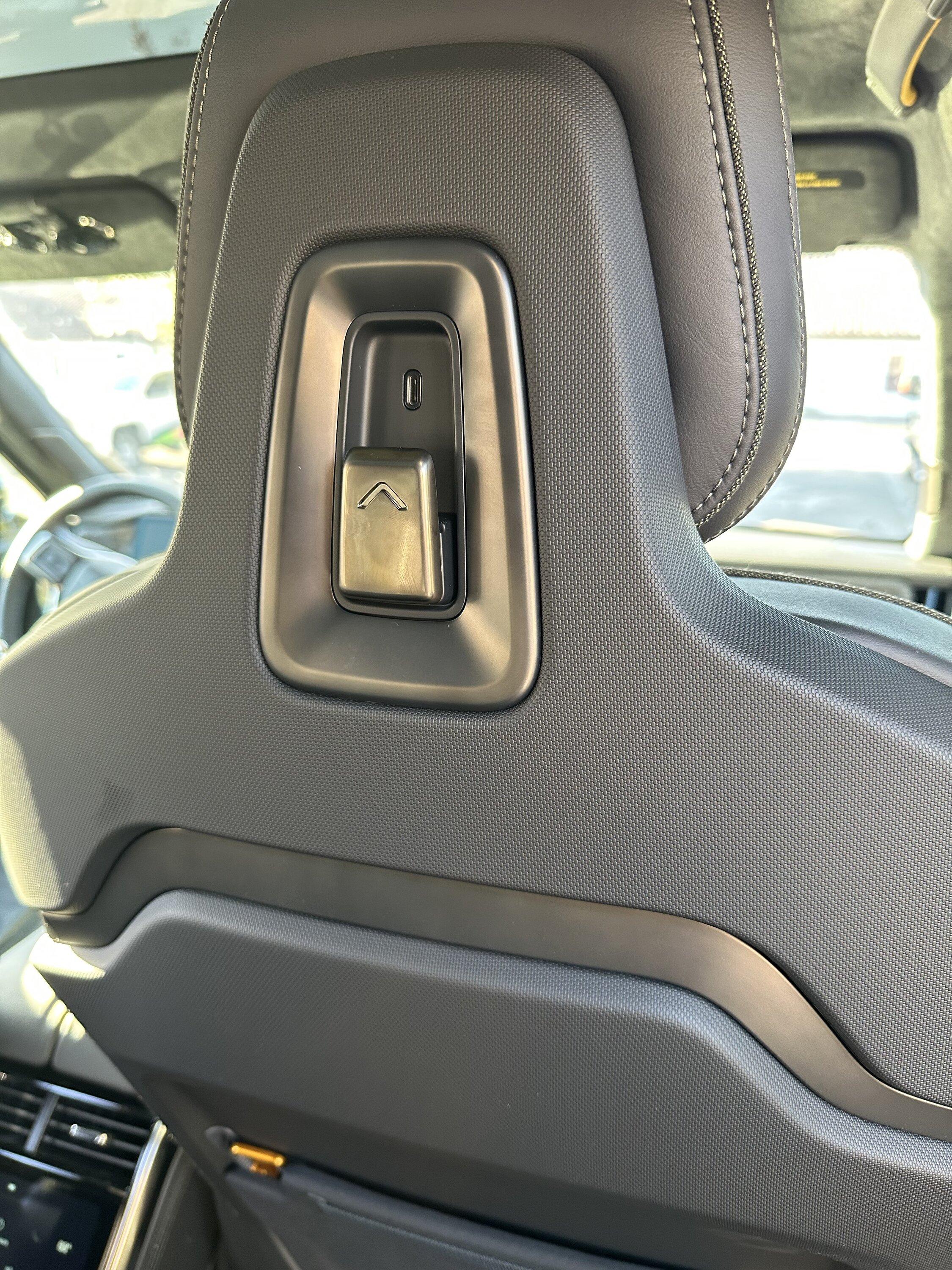 Rivian R1T R1S R1S Forest Edge delivered with wood headrest surround removed. IMG_7732