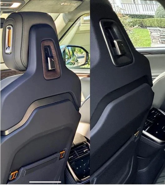 Rivian R1T R1S R1S Forest Edge delivered with wood headrest surround removed. 5927A613-F9F9-432E-9897-009C4D552B3D