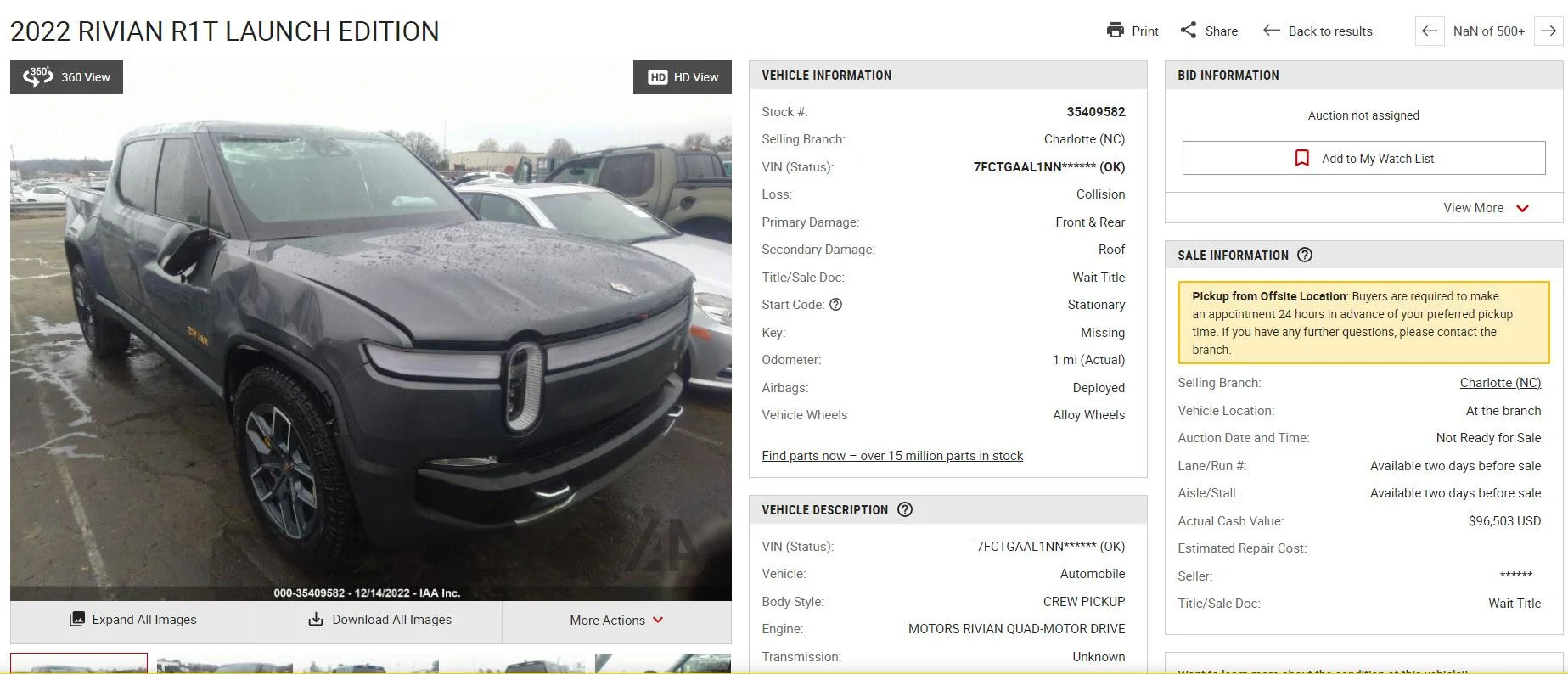 Rivian R1T R1S R1T Rollover Flipped! rivian-auction