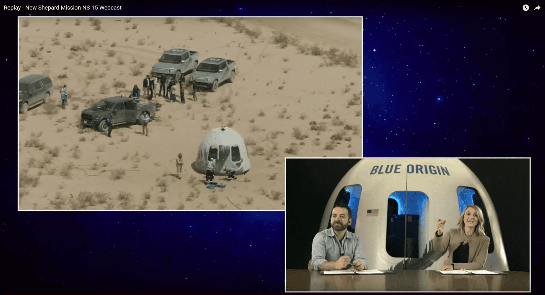 Rivian R1T R1S Blue Origin uses two Rivian R1T Trucks for capsule recovery 1618422286004