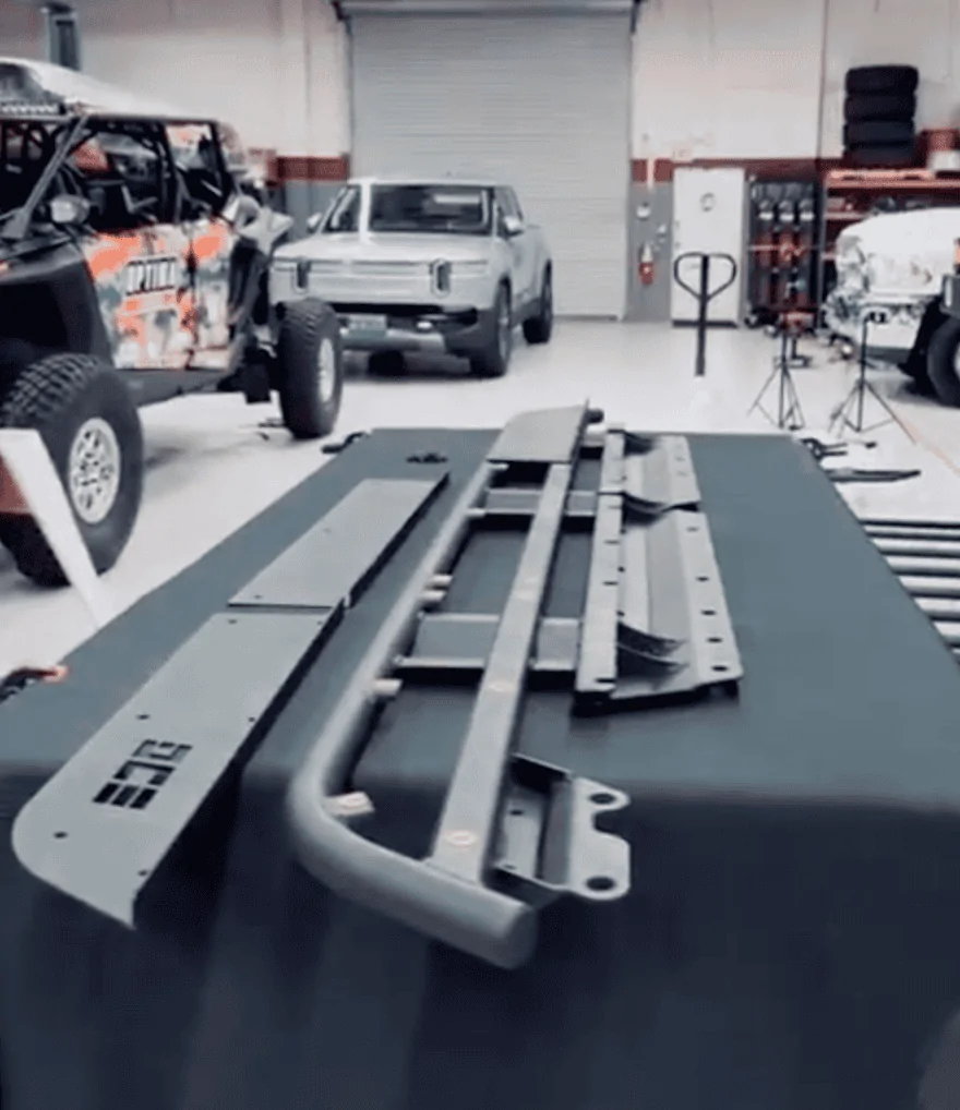 Rivian R1T R1S DCE Rock Sliders on R1T - Baja Test Video 1673477237541