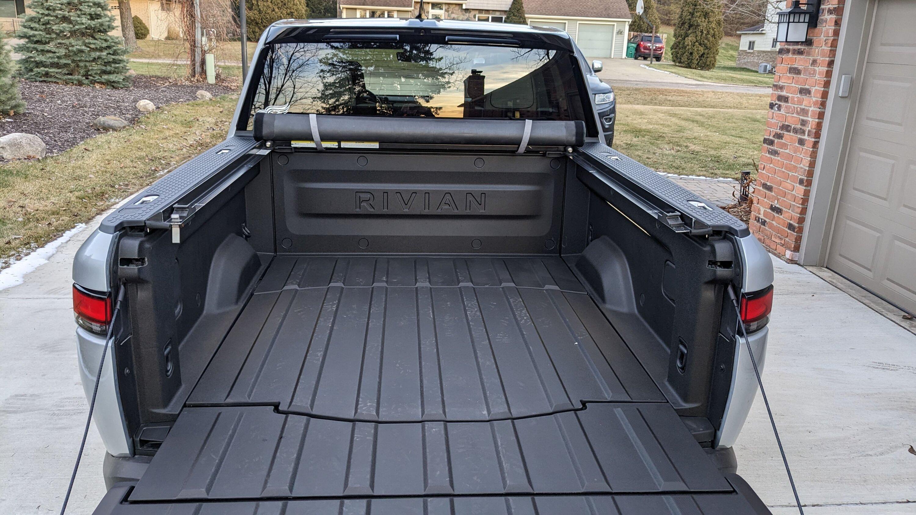 Rivian R1T R1S Woohoo! Vinyl Roll-Up Tonneau Cover for R1T (Truxedo) Customized & Installed rollup_rear