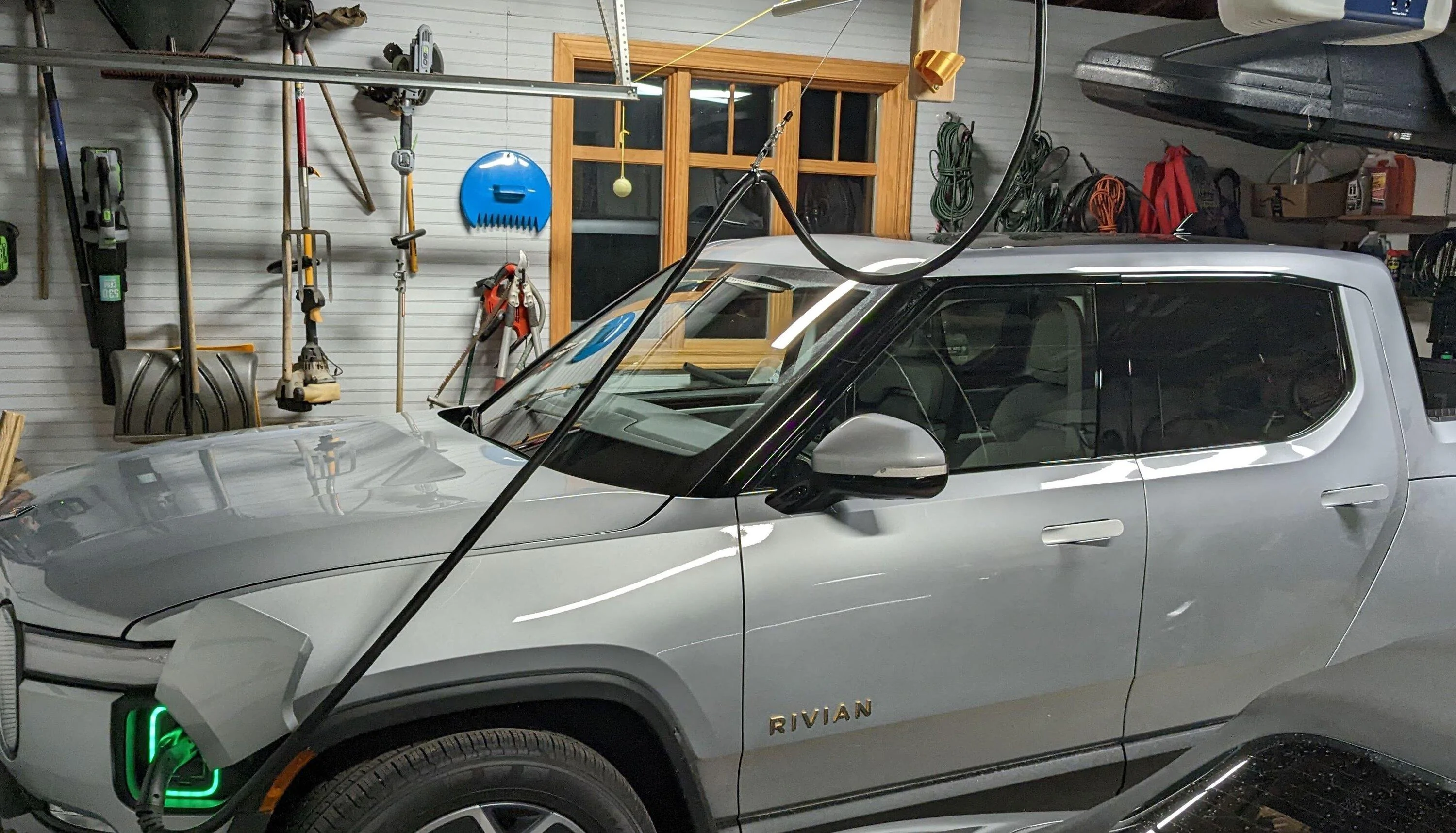 Rivian R1T R1S Installing a Retractable Level 2 Charger on Garage Ceiling (Tool Balancer) PXL_20221117_020650824