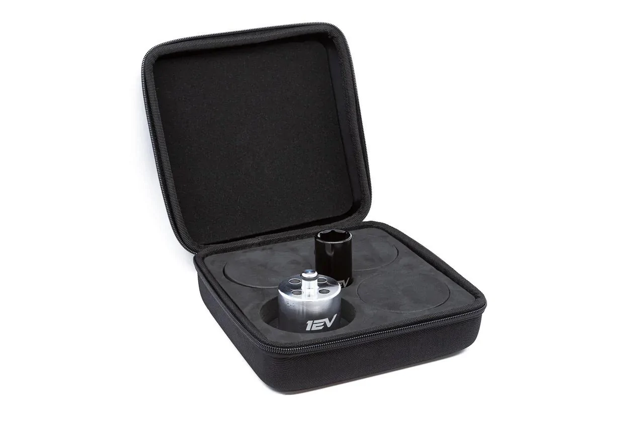 Rivian R1T R1S News Alert!  1EV Jack Puck Case Kits now include a FREE Rivian Deep Wall Lug Nut Impact Socket! 1ev-rivian-r1t-r1s-rmaxx-v5-magnet-jack-pucks-with-socket-4_4000x.progressiv