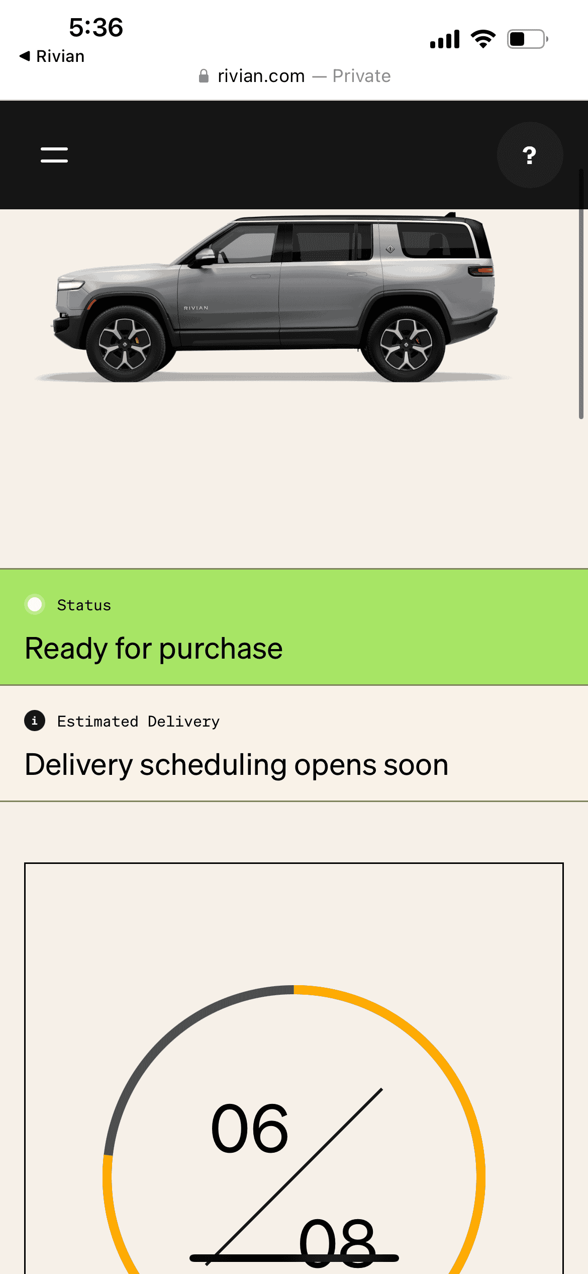 Rivian R1T R1S R1S LA Silver new delivery estimates 206477DA-6359-43C8-BD57-EF2D7FBE35A8