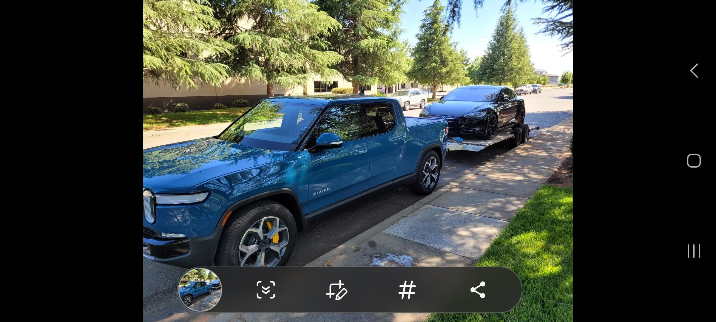 Rivian R1T R1S Towing a car trailer - approximate range hit? Screenshot_20230130_073438_Photos
