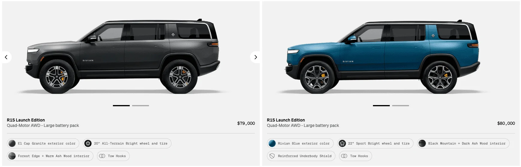 Rivian R1T R1S R1S Shop access live with lots of inventory! Screenshot 2023-01-30 at 9.57.46 AM