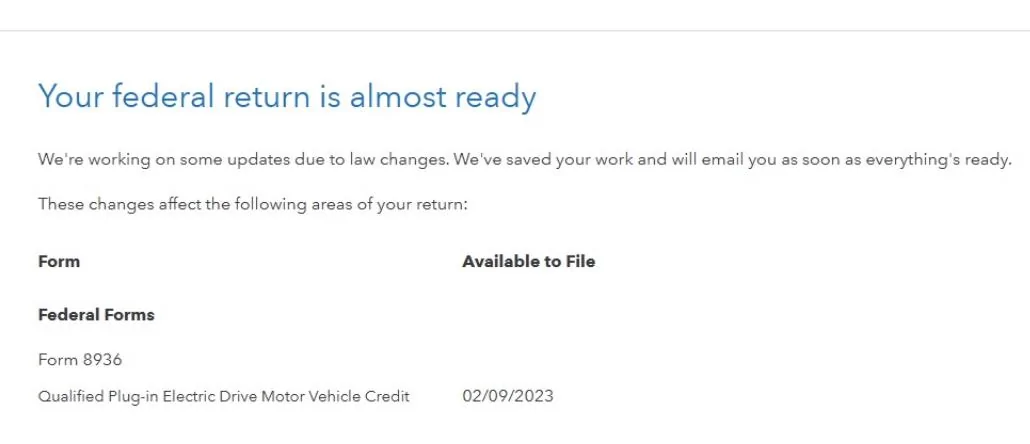 Rivian R1T R1S Tax credit not available in TurboTax until the IRS issues guidelines 4B0D3E3E-2E94-449C-A652-50A0E56B594F