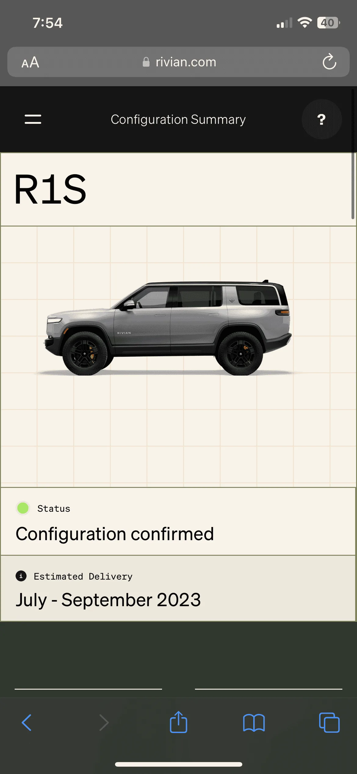 Rivian R1T R1S R1S LA Silver new delivery estimates 131D1301-817E-4A90-B6BE-F9E8D9B85D76