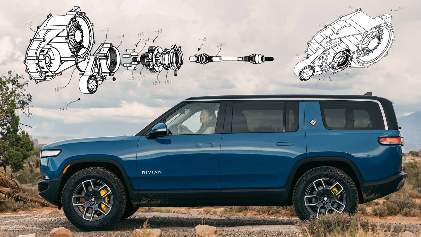 Rivian R1T R1S Rivian Patents Low-Range Crawler Gearbox (Bolt-on) for Off-Roading rivian-low-range-gearbox-lead
