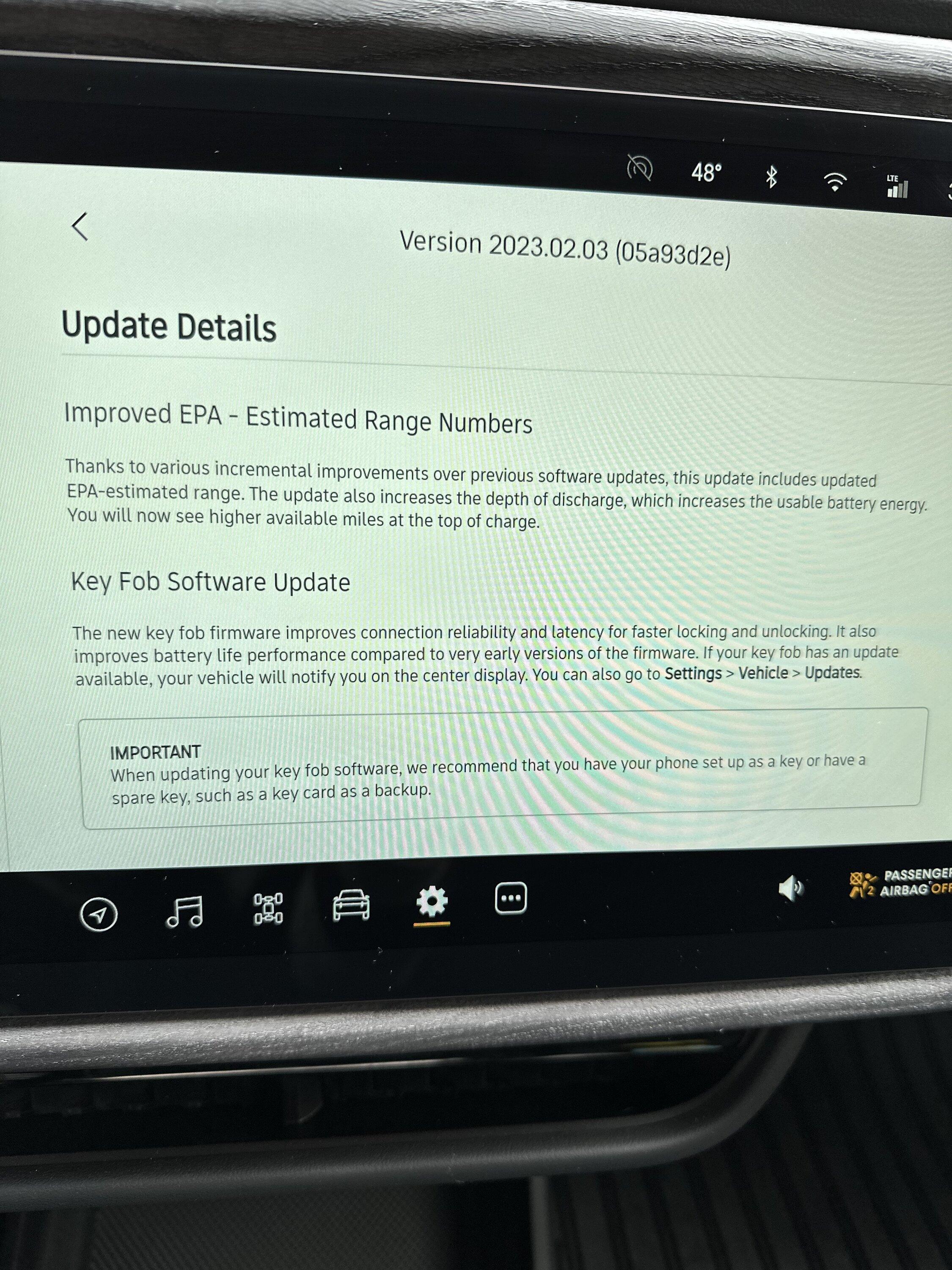 Rivian R1T R1S Software Version 2023.02.0 [beta] -- Improved EPA range, key fob firmware, new door ajar notification, steering improvement & more... 4E1636CF-8A76-49F1-955F-ACF4EB7BC95E