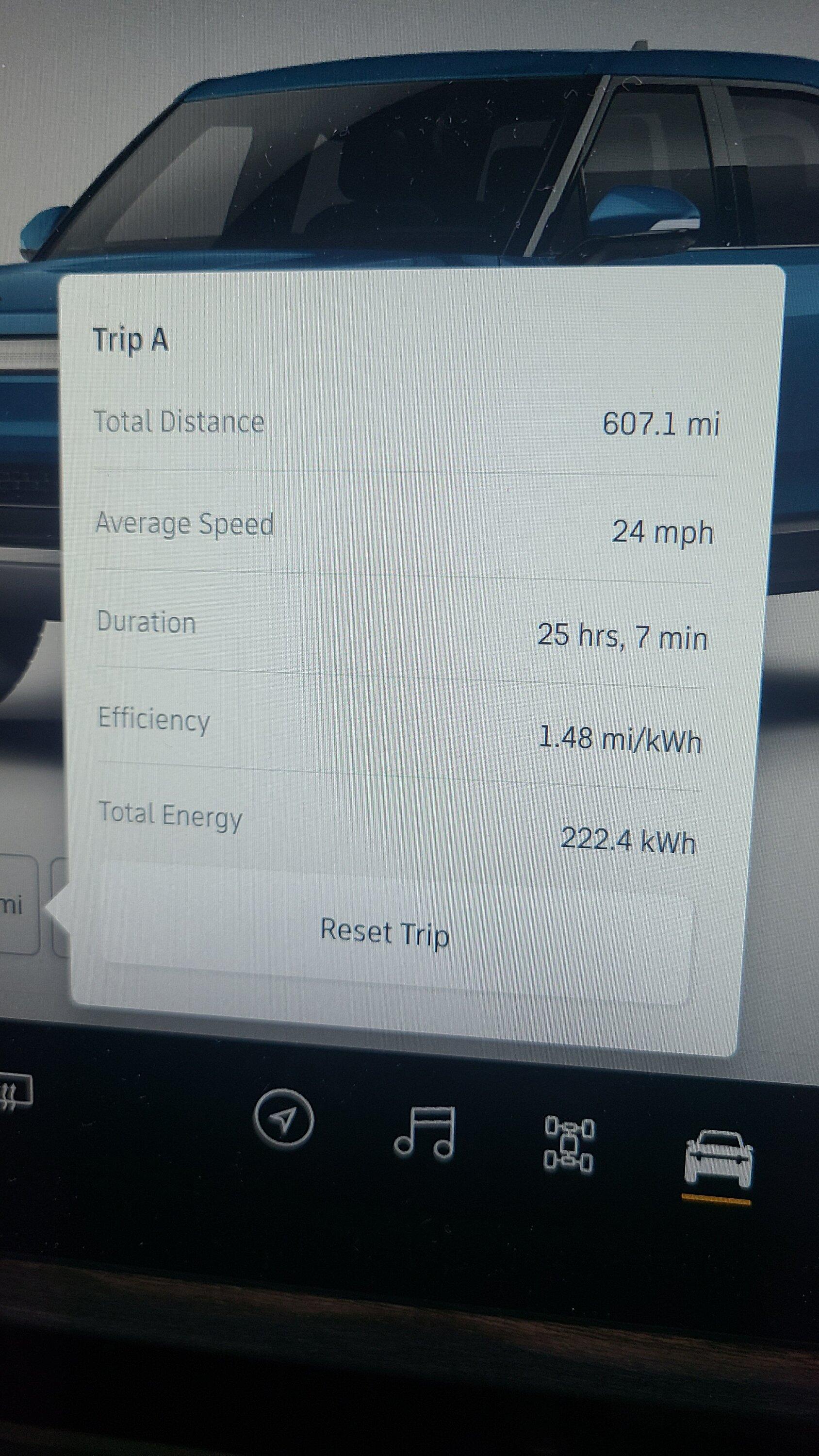 Rivian R1T R1S Range and energy usage doesnt seem up to add up 20230209_170701