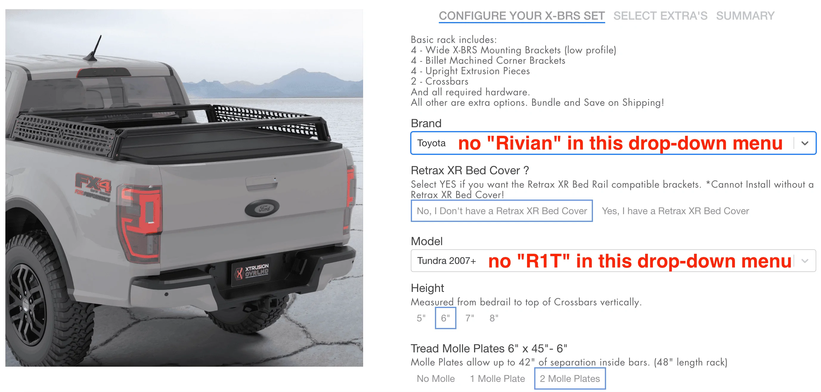Rivian R1T R1S Bed Rack options from Xtrusion Overland Screenshot 2023-02-19 at 9.54.16 AM