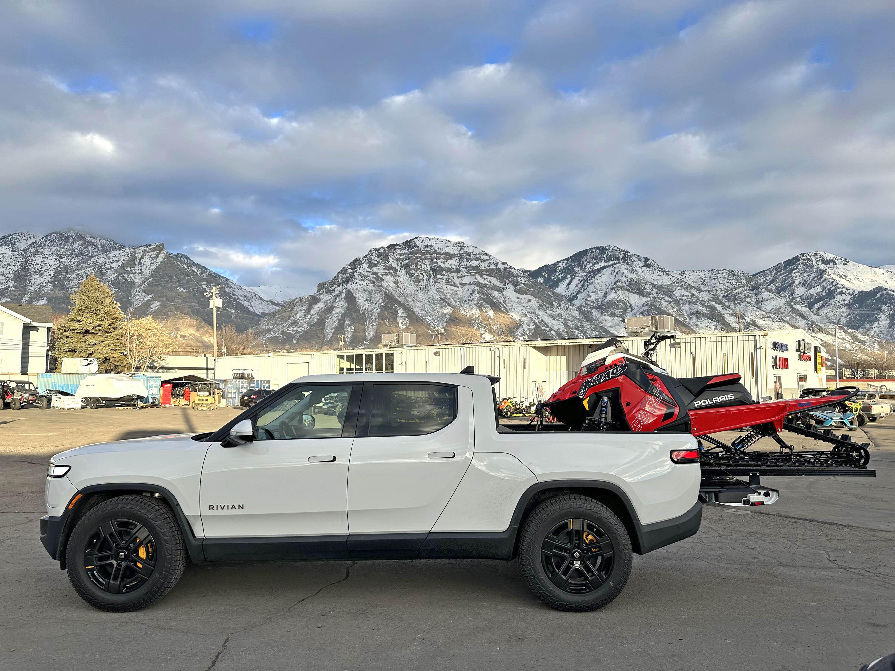 Rivian R1T R1S Snowmobile in R1T bed with deck / bed extender -- fits and performs well B5254CFB-7755-49C4-869B-F0D7E5132C4F