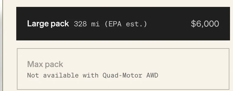 Rivian R1T R1S Max Pack no longer Available with Quad-Motors?! Screen Shot 2023-02-22 at 4.51.08 PM