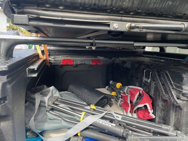 Rivian R1T R1S R1T bed tie down rails installed (adopted from Tacoma) IMG_0669