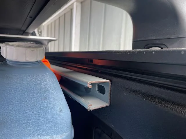 Rivian R1T R1S R1T bed tie down rails installed (adopted from Tacoma) IMG_0674