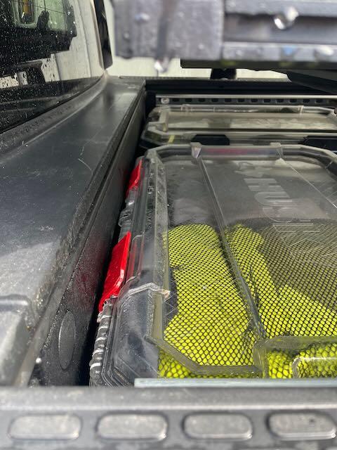 Rivian R1T R1S R1T bed tie down rails installed (adopted from Tacoma) IMG_0675