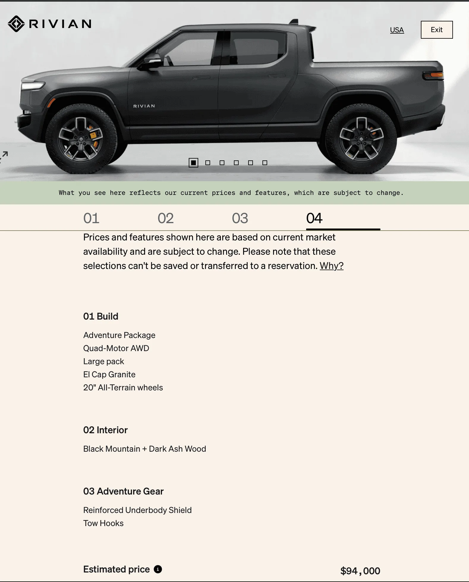 Rivian R1T R1S Three R1T with powered tonneau just showed up in the R1 Shop. Screenshot 2023-03-01 at 2.09.46 PM