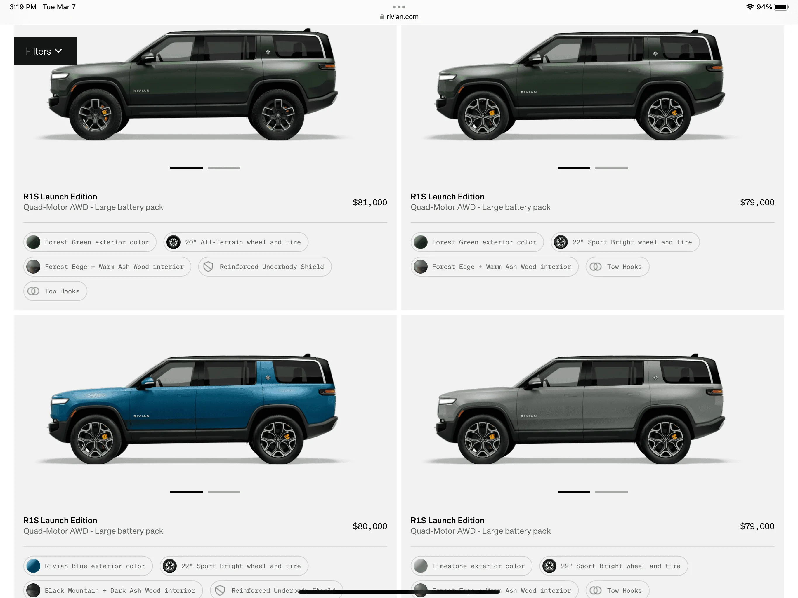 Rivian R1T R1S R1S Shop access live with lots of inventory! 647F5E5A-7912-405F-9398-533B558E2F79