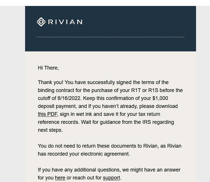 Rivian R1T R1S IRS Transition rule guidance changed 1678462547559