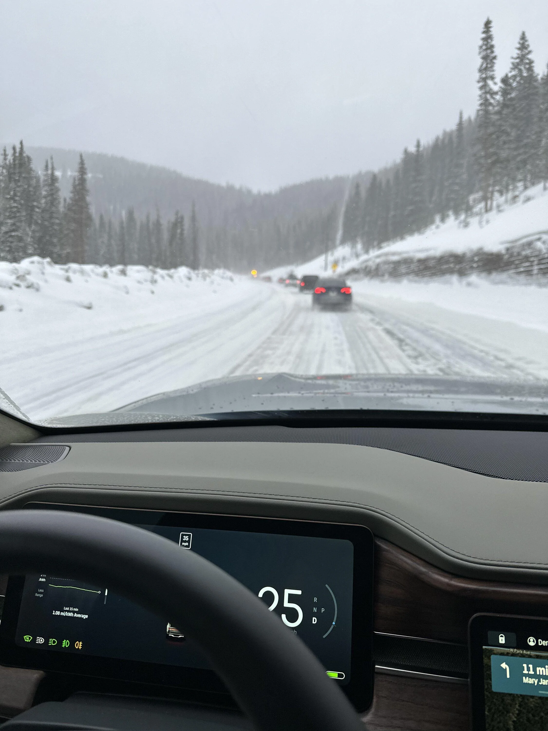 Rivian R1T R1S Snow Mode over alpine mountain pass in R1S -- worked well 7531C83C-A670-4938-836C-552344F0DF83
